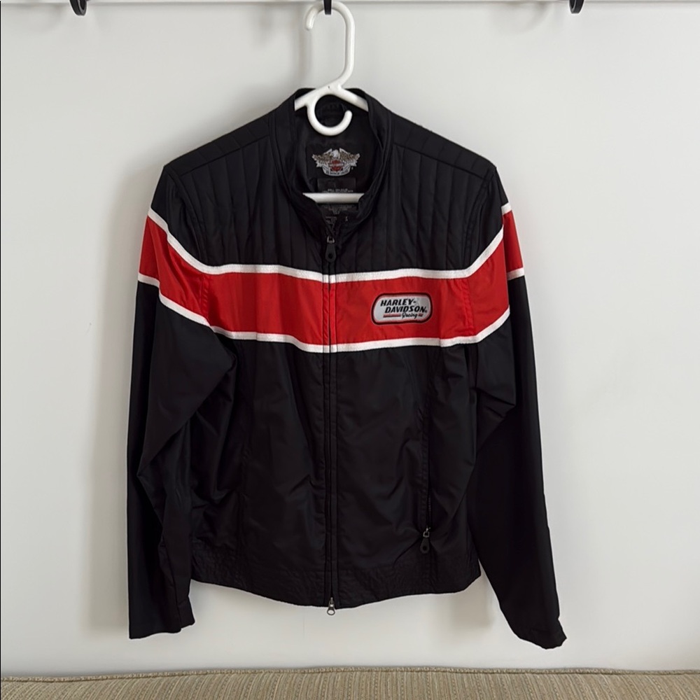 Harley-Davidson Black and Orange Lightweight 100% Polyester Outer Jacket
